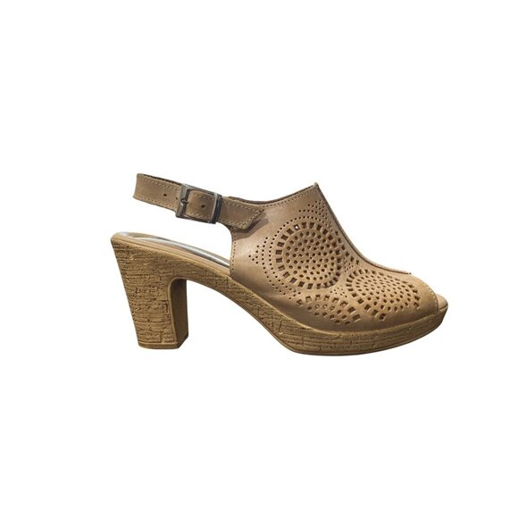 Spring Step Peep Toe Sandals Block Heel Liberty Laser-Cut Leather Size 40 / US 9 - Picture 9 of 10